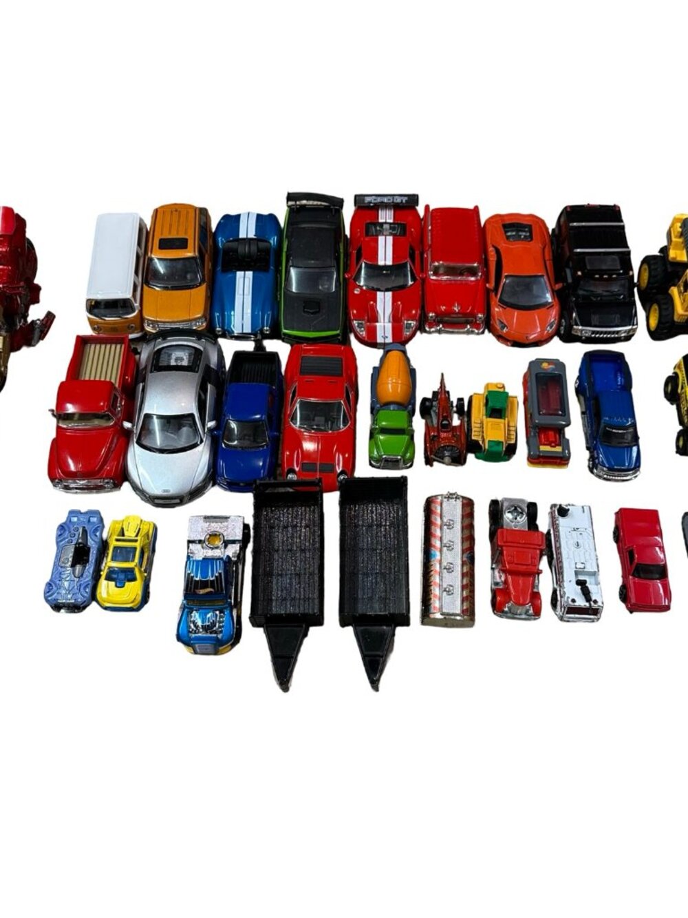 Hot Wheels Matchbox Tonka Mixed Diecast Lot 32 Cars Trucks Bikes Trailers Used